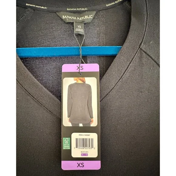 Banana Republic Black Long Sleeve Tunic Top XS New With Tags - Picture 3 of 3